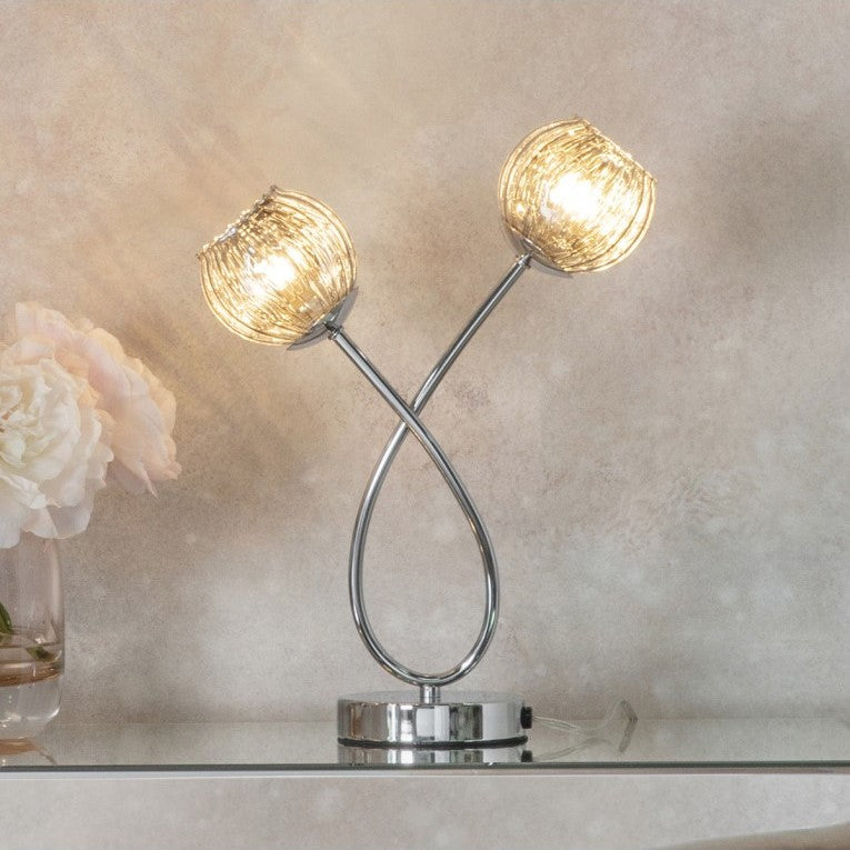 Smokey Allure Mirrored Glass Detail Table Lamp