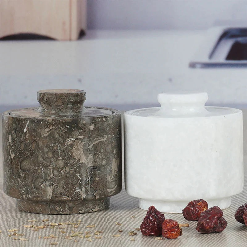 Duo-Tone Handmade Marble Spice Server - White & Grey
