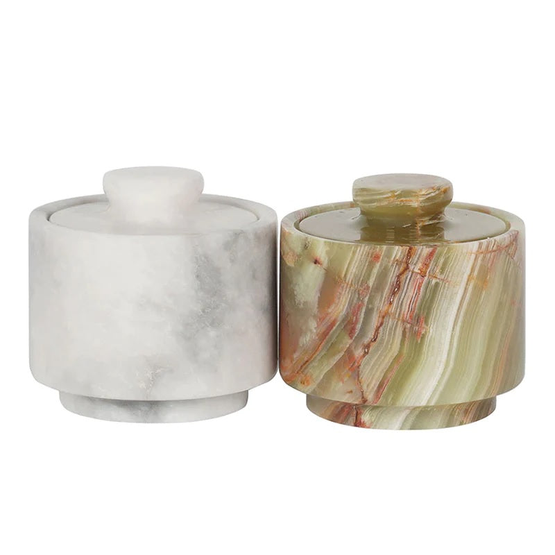 Duo-Tone Handmade Marble Spice Server - White & Green