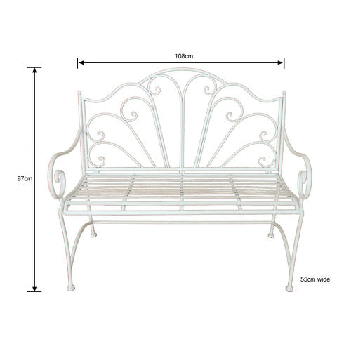 Durable Distressed Finish Metal Garden Bench