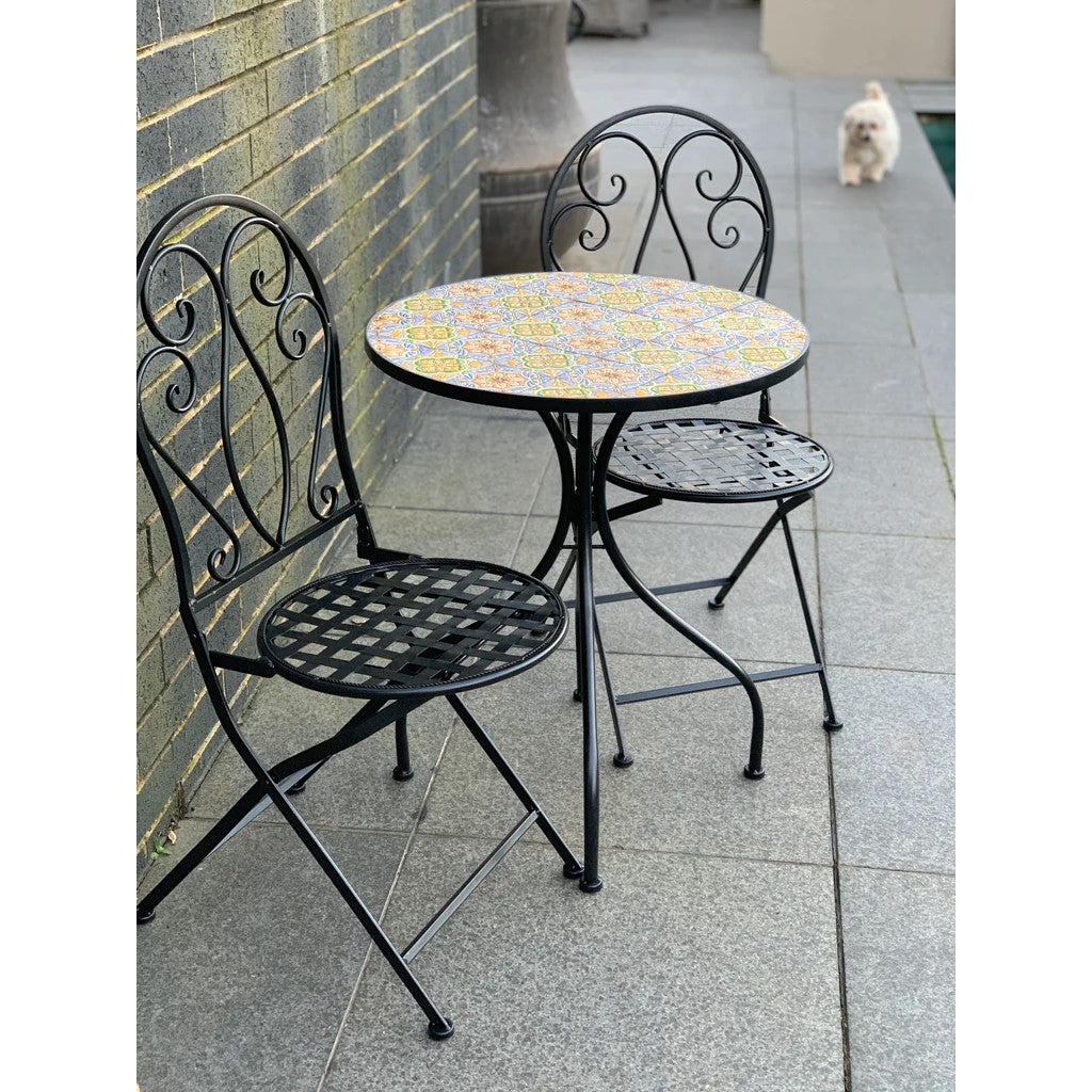 Durable Elegance Mosaic Table and Chair - Set of 3