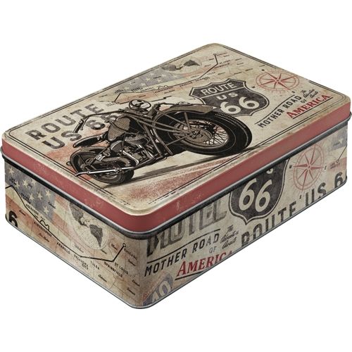 Durable Route 66 Bike Map Tin Flat Storage Box