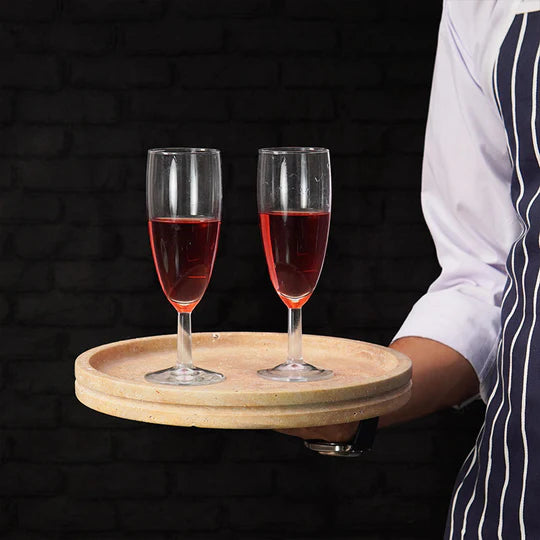 Durable and Stylish Natural Marble Round Tray - Cream