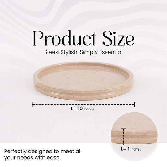 Durable and Stylish Natural Marble Round Tray - Cream