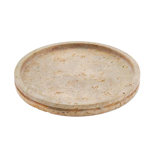 Durable and Stylish Natural Marble Round Tray - Cream