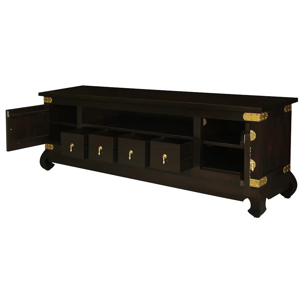 Dynasty 2 Door 4 DVD Drawer Low Entertainment Unit - Dark Brown