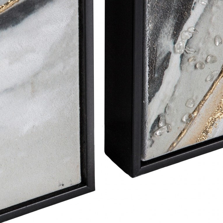 Earth's Veins Agate-Inspired Framed Canvas Set of 2