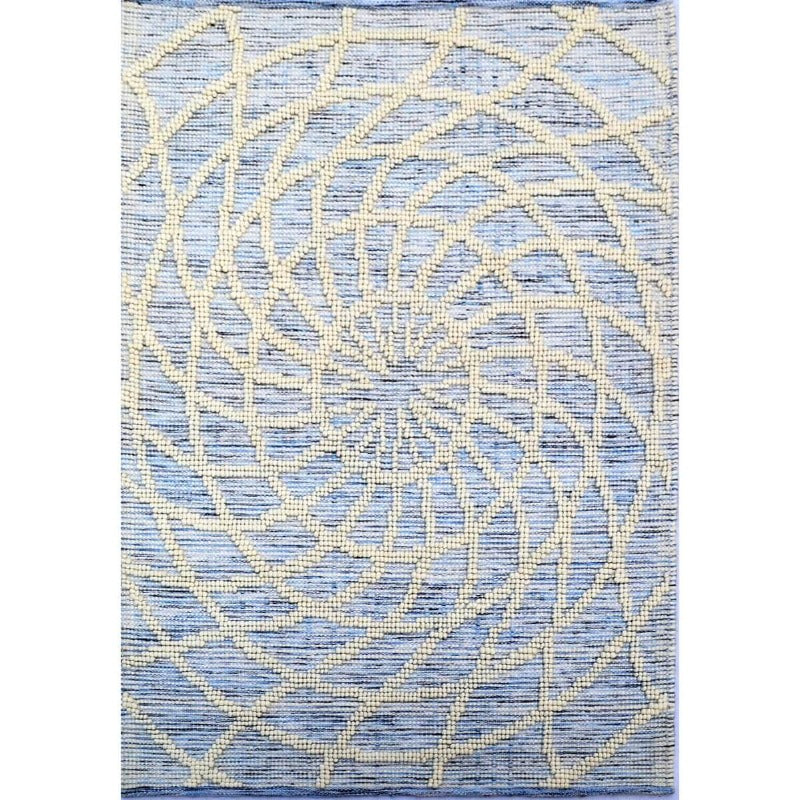 Eclectic Pattern Handmade Woollen Rug - Blue