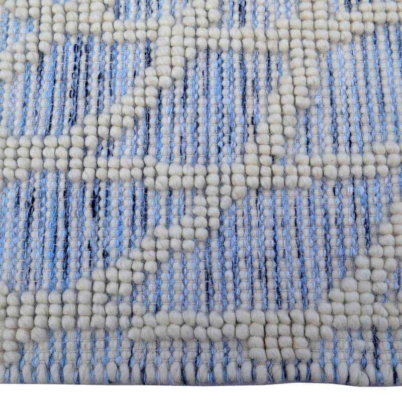 Eclectic Pattern Handmade Woollen Rug - Blue