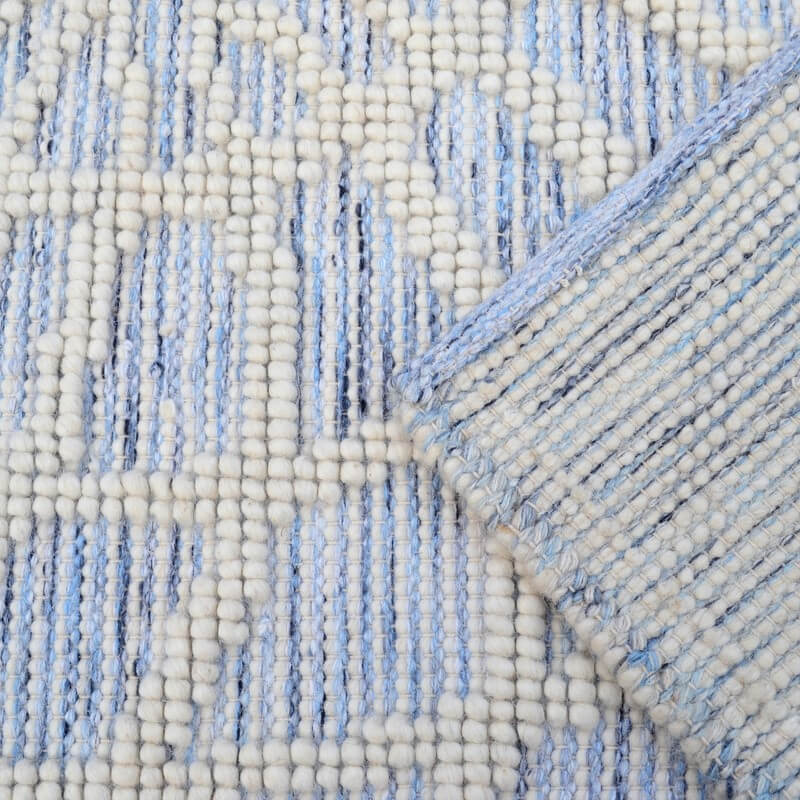 Eclectic Pattern Handmade Woollen Rug - Blue