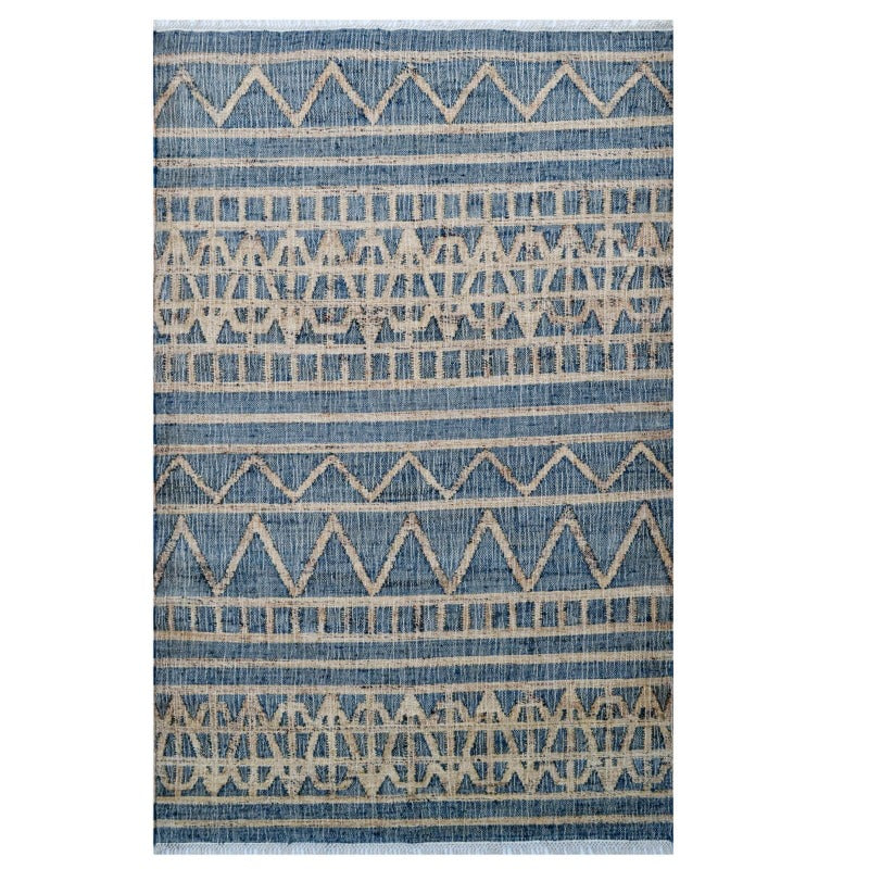 Eclectic Pattern Handmade Woollen Rug - Denim (Available in 4 Sizes)