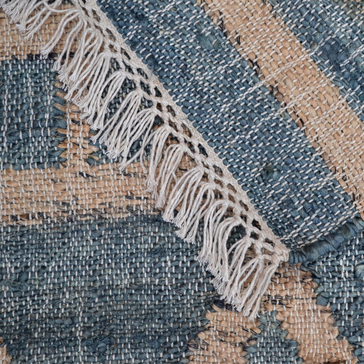 Eclectic Pattern Handmade Woollen Rug - Denim (Available in 4 Sizes)