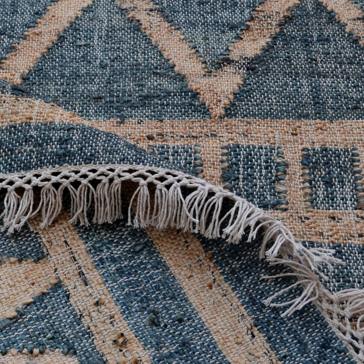 Eclectic Pattern Handmade Woollen Rug - Denim (Available in 4 Sizes)