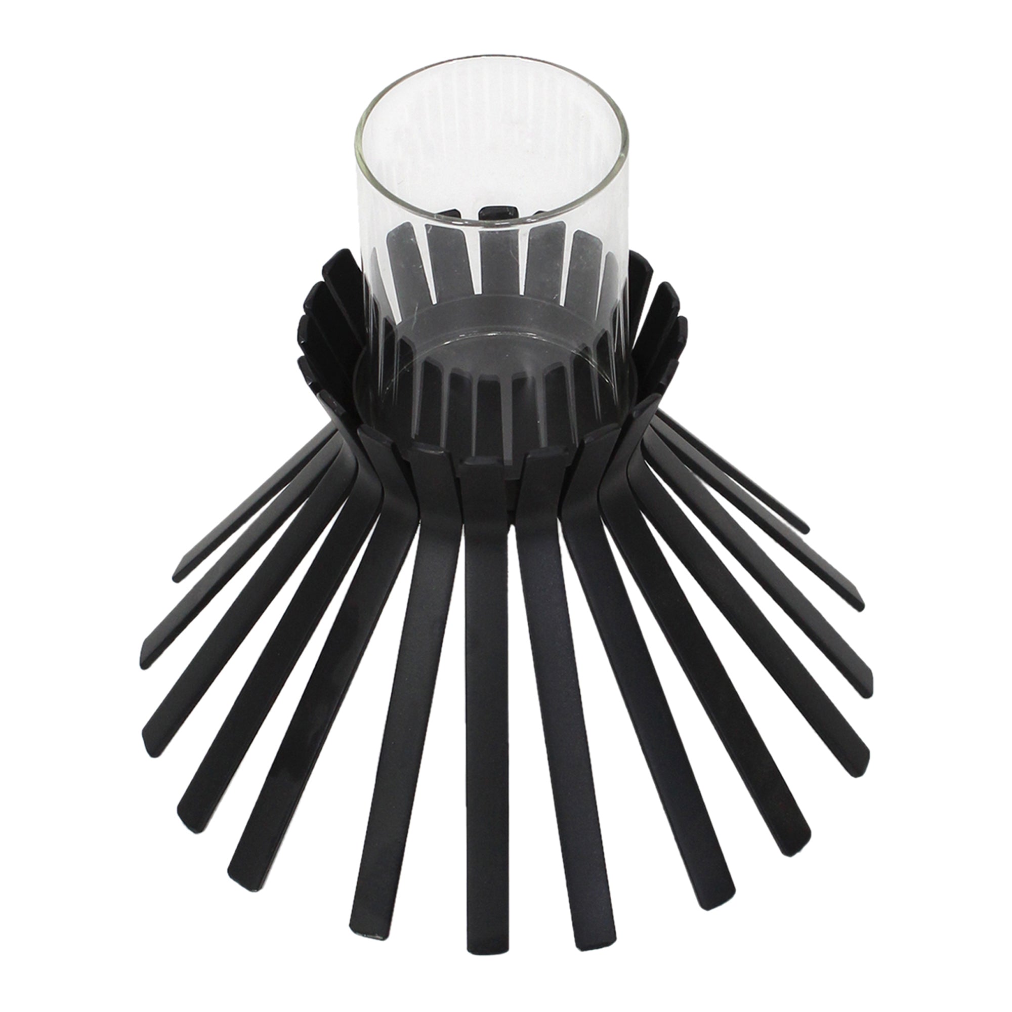 Eclipse Slatted Pillar Candleholder - 23x21cms