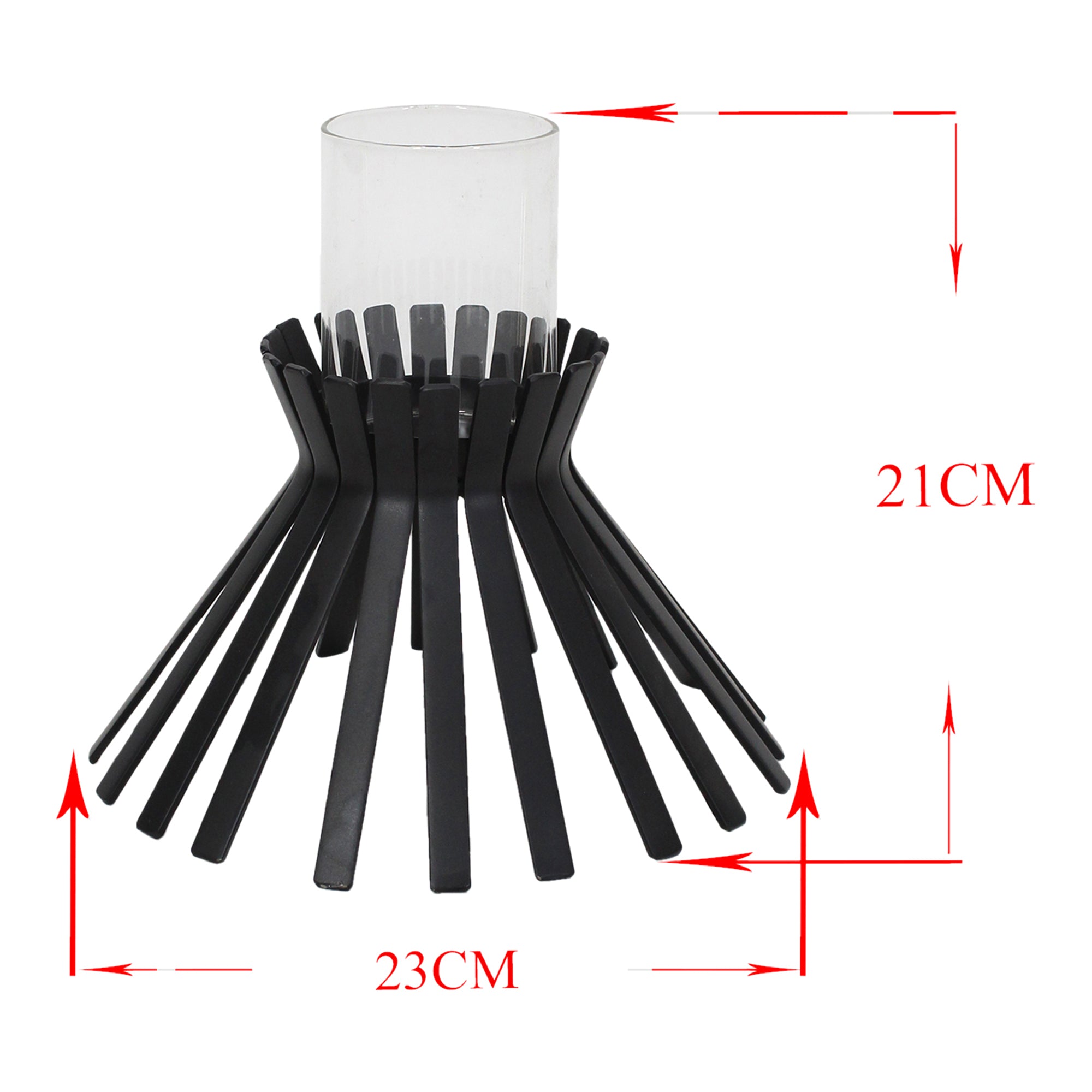 Eclipse Slatted Pillar Candleholder - 23x21cms