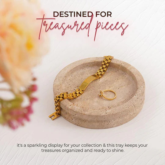 Marble Round Jewelry Tray - Beige