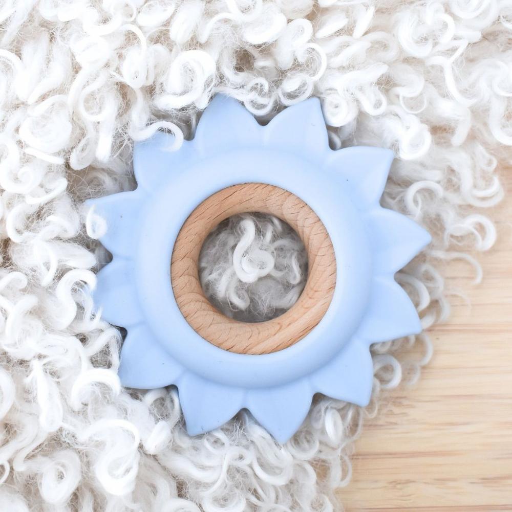 Eco-Friendly Sun Silicone Baby Teether - Blue