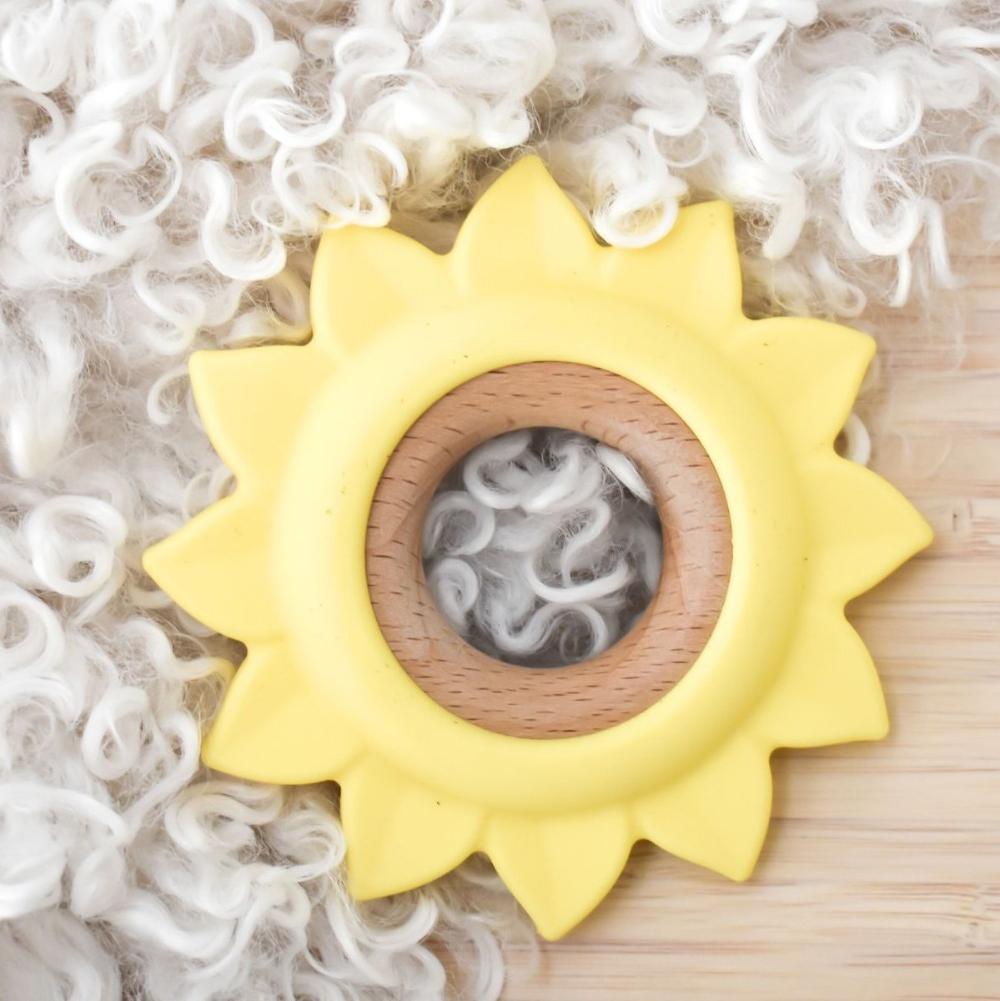 Eco-Friendly Sun Silicone Baby Teether - Yellow