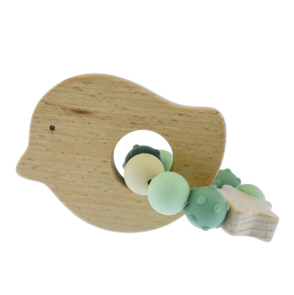 Eco Bead Bird-Shaped Teething Toy - Green