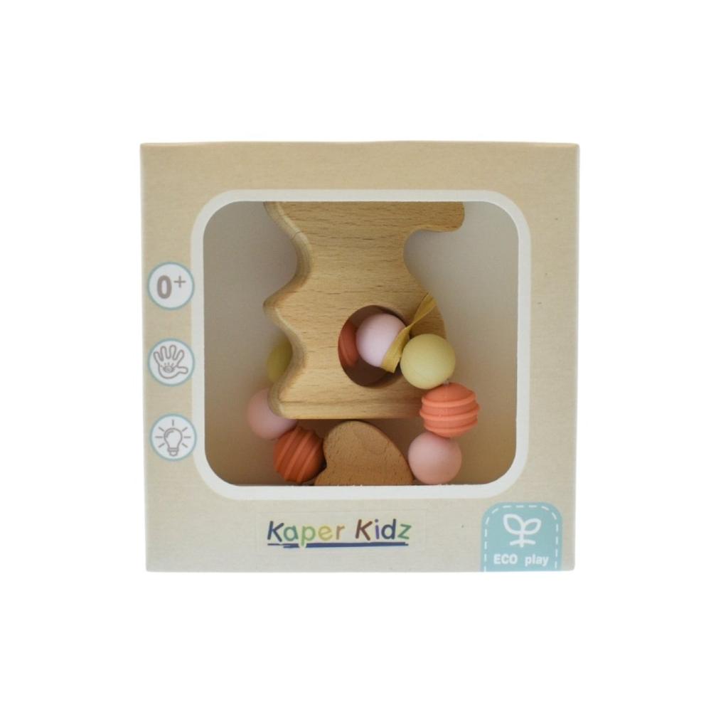 Eco Bead Bunny-Shaped Teething Toy - Red