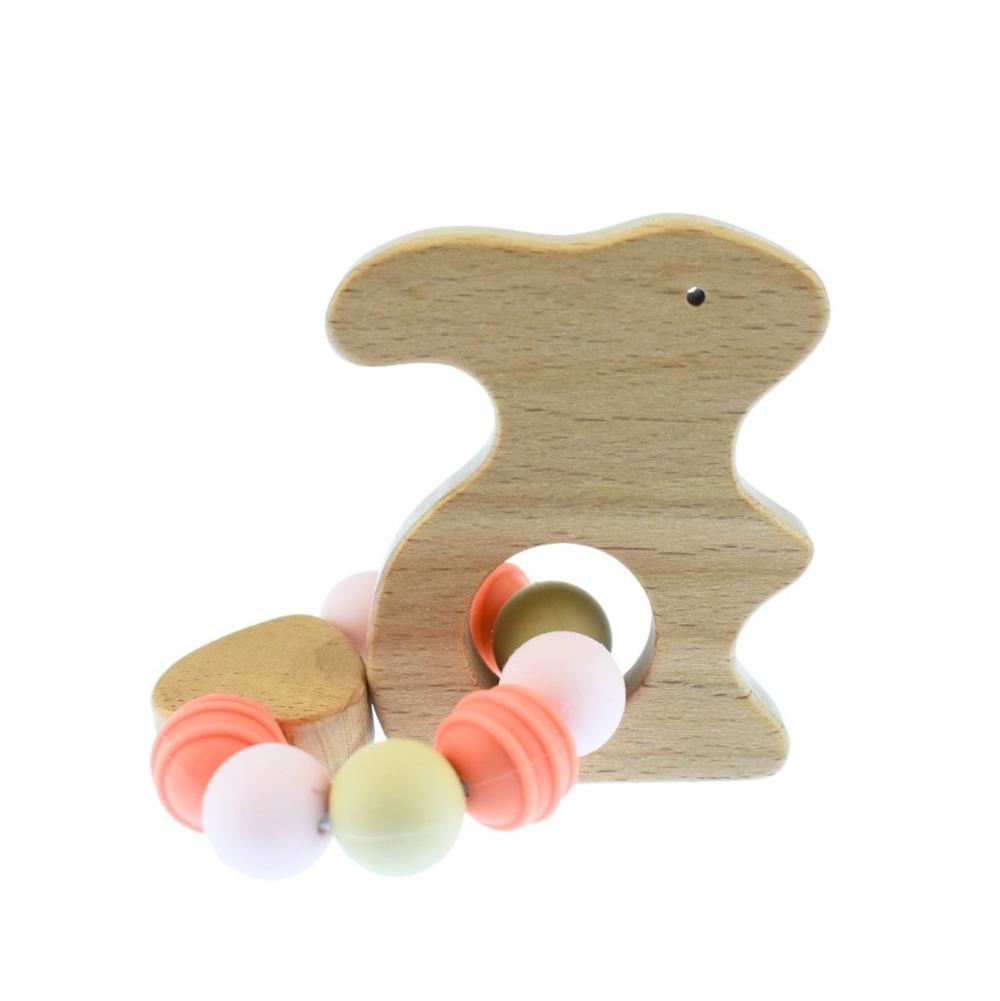 Eco Bead Bunny-Shaped Teething Toy - Red