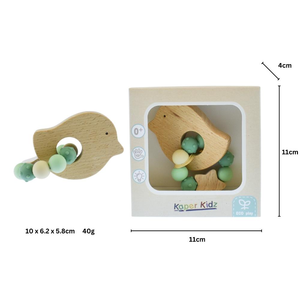 Eco Bead Bird-Shaped Teething Toy - Green