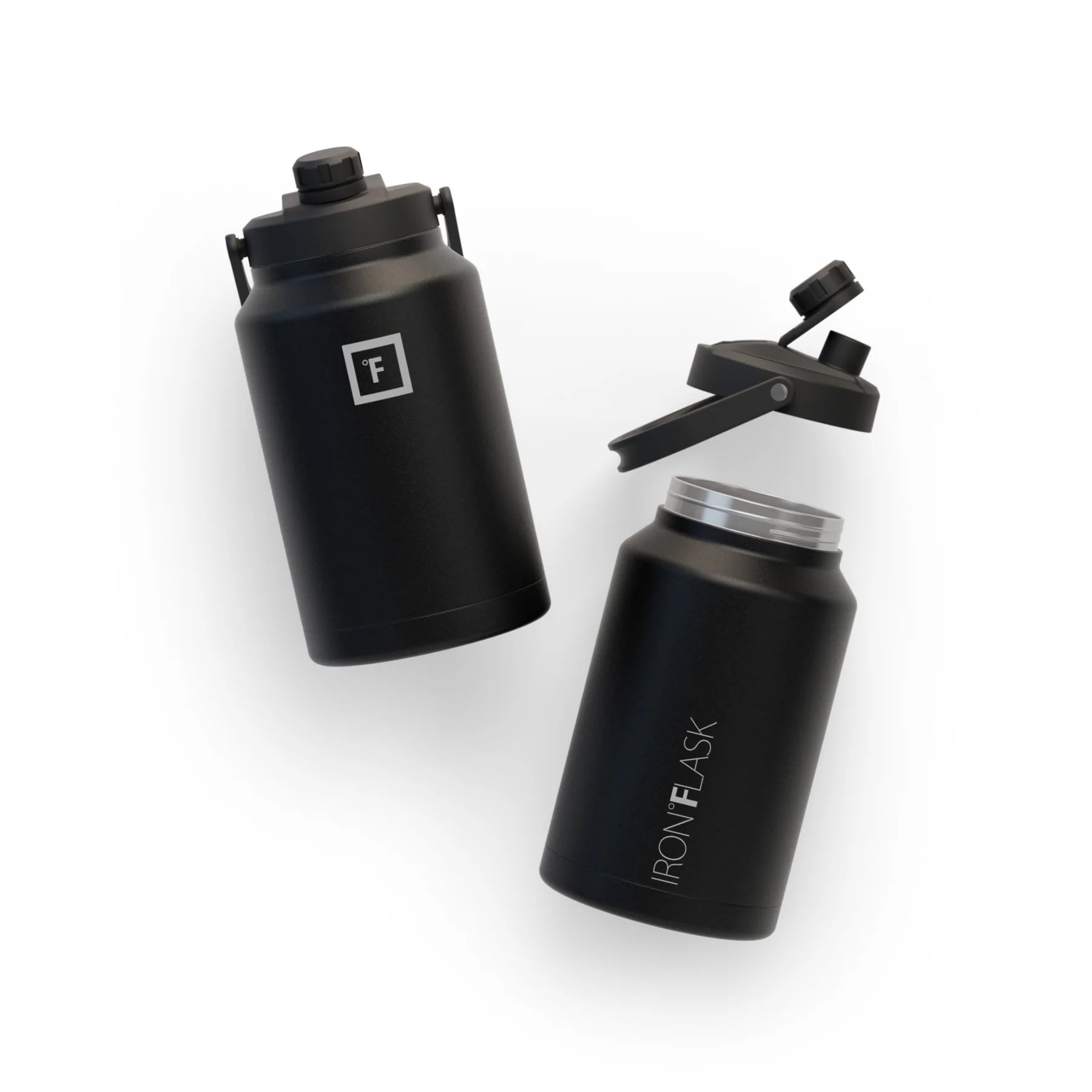 Effortless Iron Flask Bottle with Spout Lid - Black