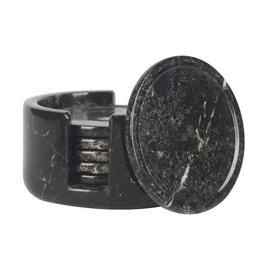 Elegance Marble Bliss Coaster Set - Black