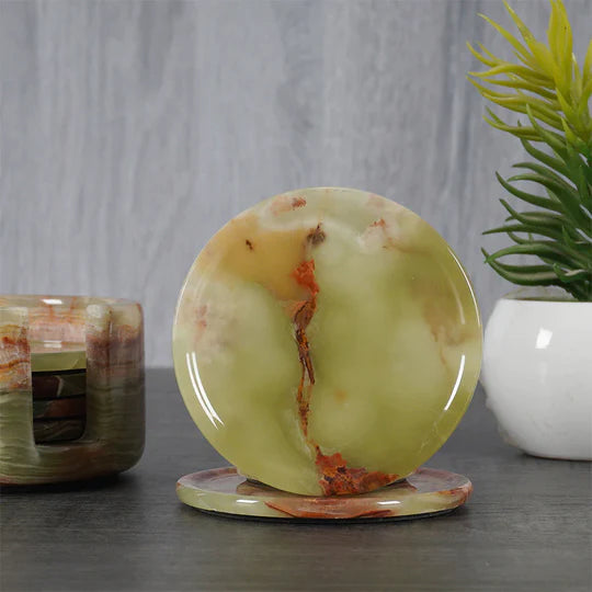 Elegance Marble Bliss Coaster Set - Green