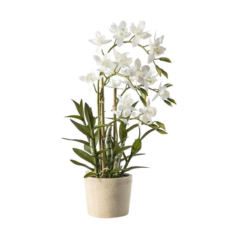 Ceramic Potted Artificial Cycnoches Orchid