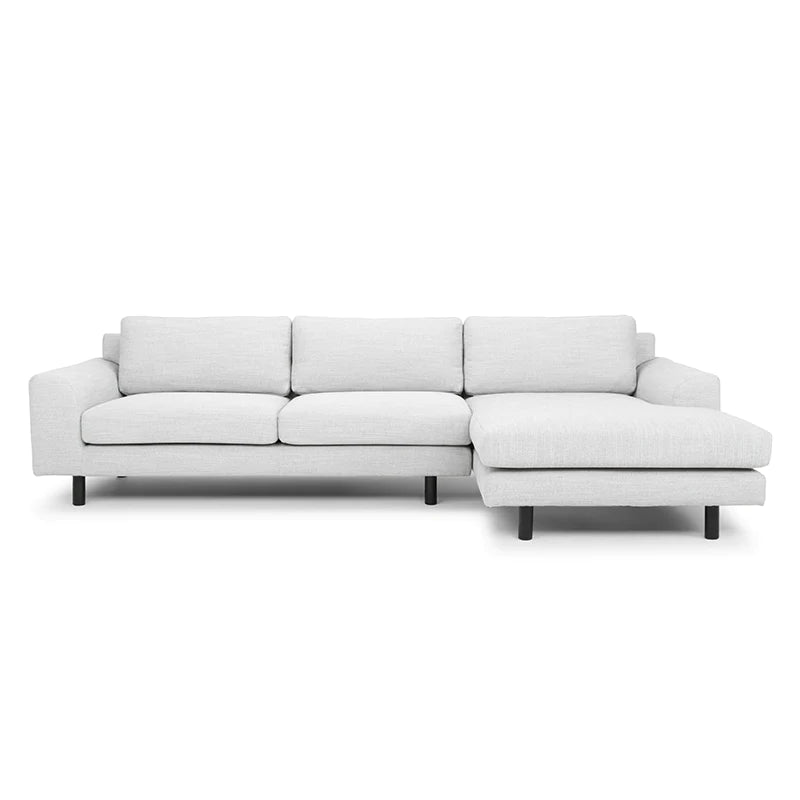 Elegant 3-Seater Left Chaise Sofa with Black Legs - Light Grey