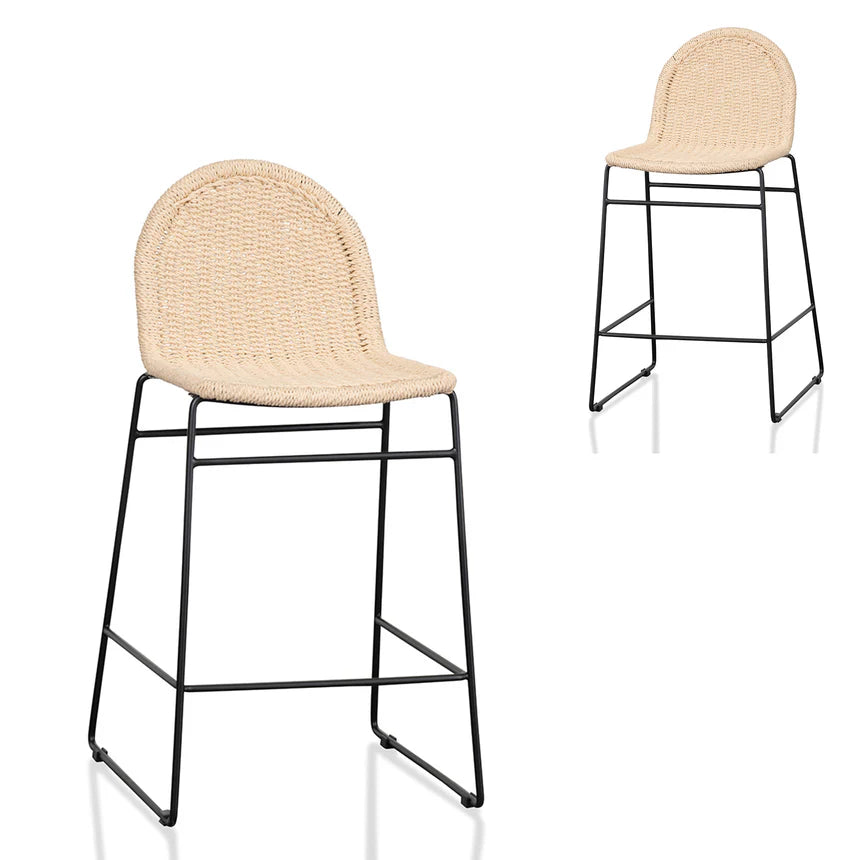 Elegant Essentials Rattan Barstool - Natural Seat (Set of 2)