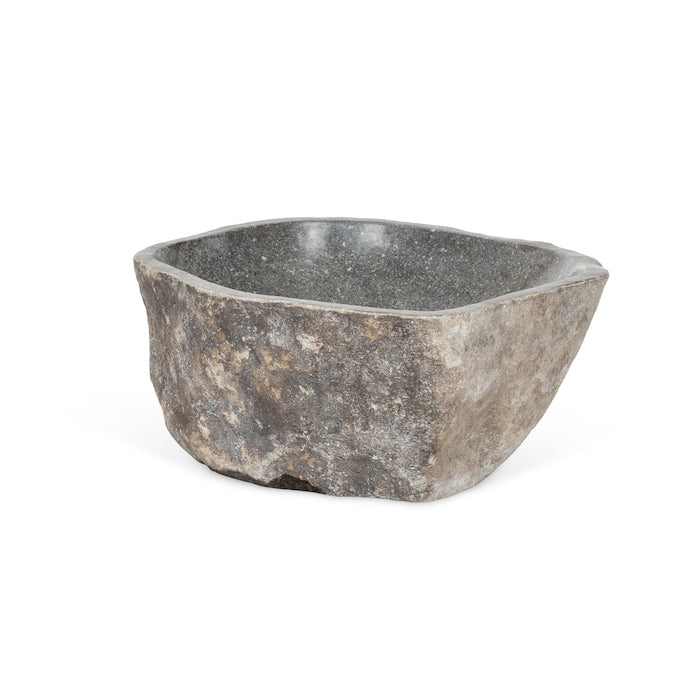 Elegant Indoor-Outdoor Natural Stone Deep Bowl Planter