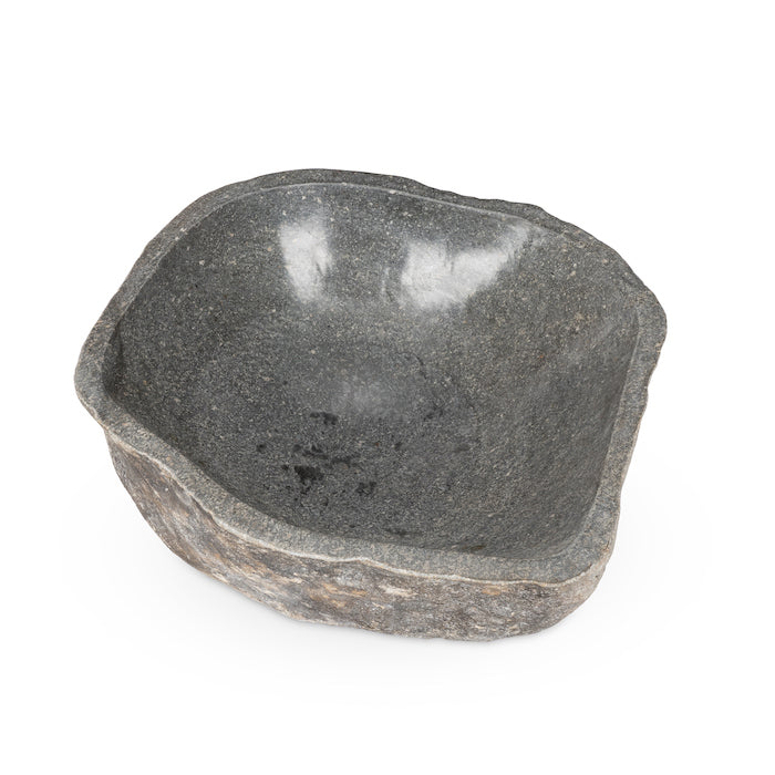 Elegant Indoor-Outdoor Natural Stone Deep Bowl Planter