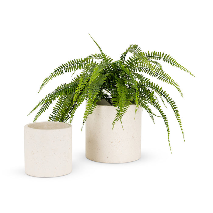 Elegant Indoor-Outdoor Terrazzo Planter Pots Set of 2 - White