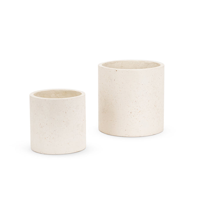 Elegant Indoor-Outdoor Terrazzo Planter Pots Set of 2 - White