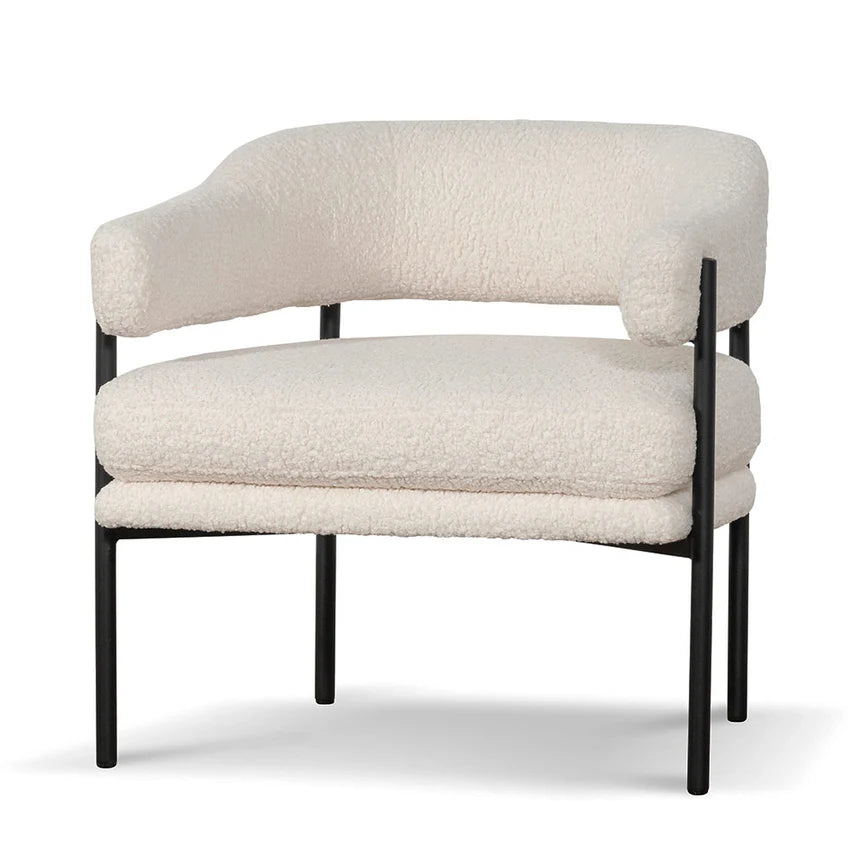 Elegant Ivory White Sherpa Armchair