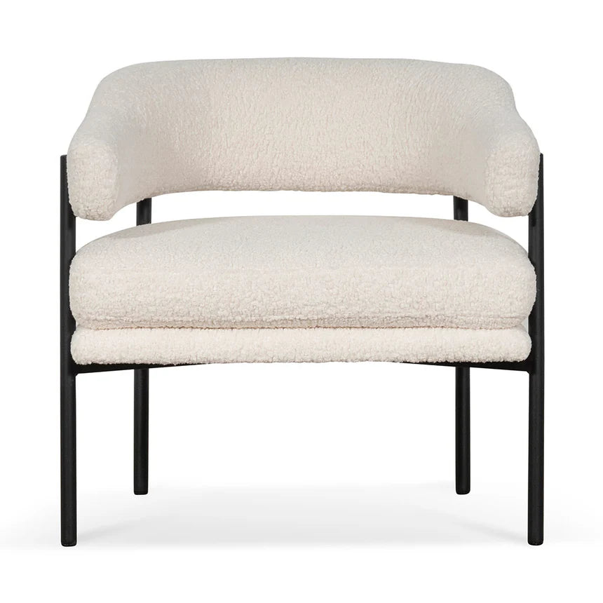 Elegant Ivory White Sherpa Armchair