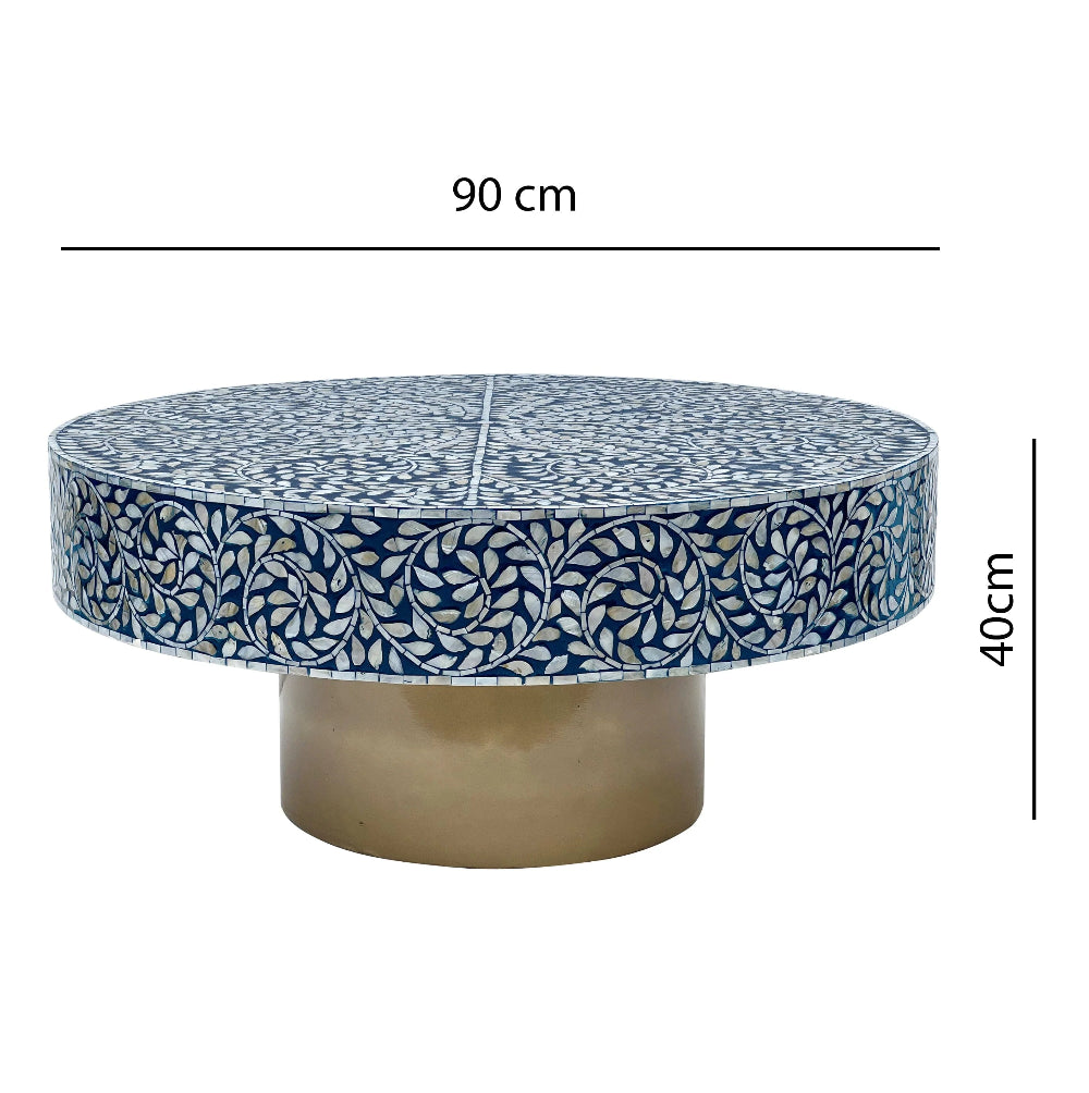 Elegant Mother of Pearl Adorned Coffee Table - 90cms
