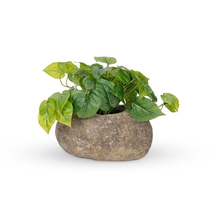 Elegant Natural Stone Deep Bowl Planter - Small