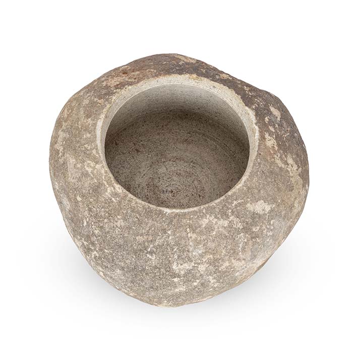 Elegant Natural Stone Deep Bowl Planter - Large