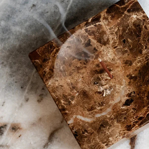 Elegant Ren Incense Holder in Marble - Dark Emperador