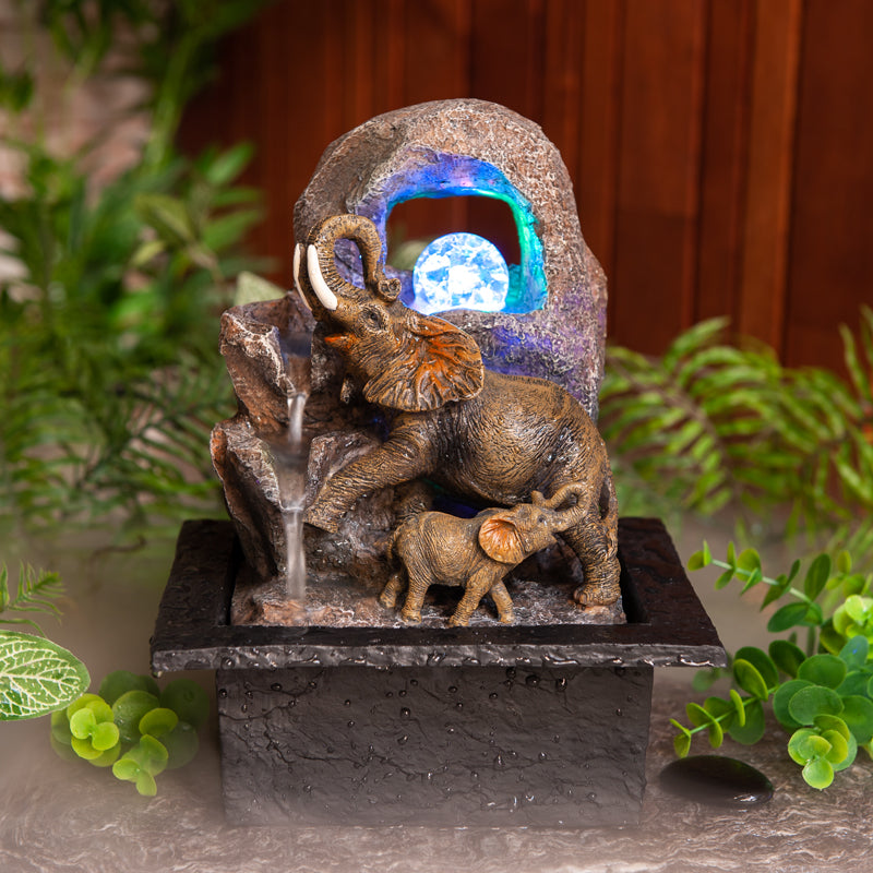 Elegant Rocky Elephants Water Fountain