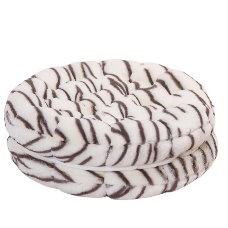 Elegant Round Shape Soft Cushion Pillow 55cms - White Tiger