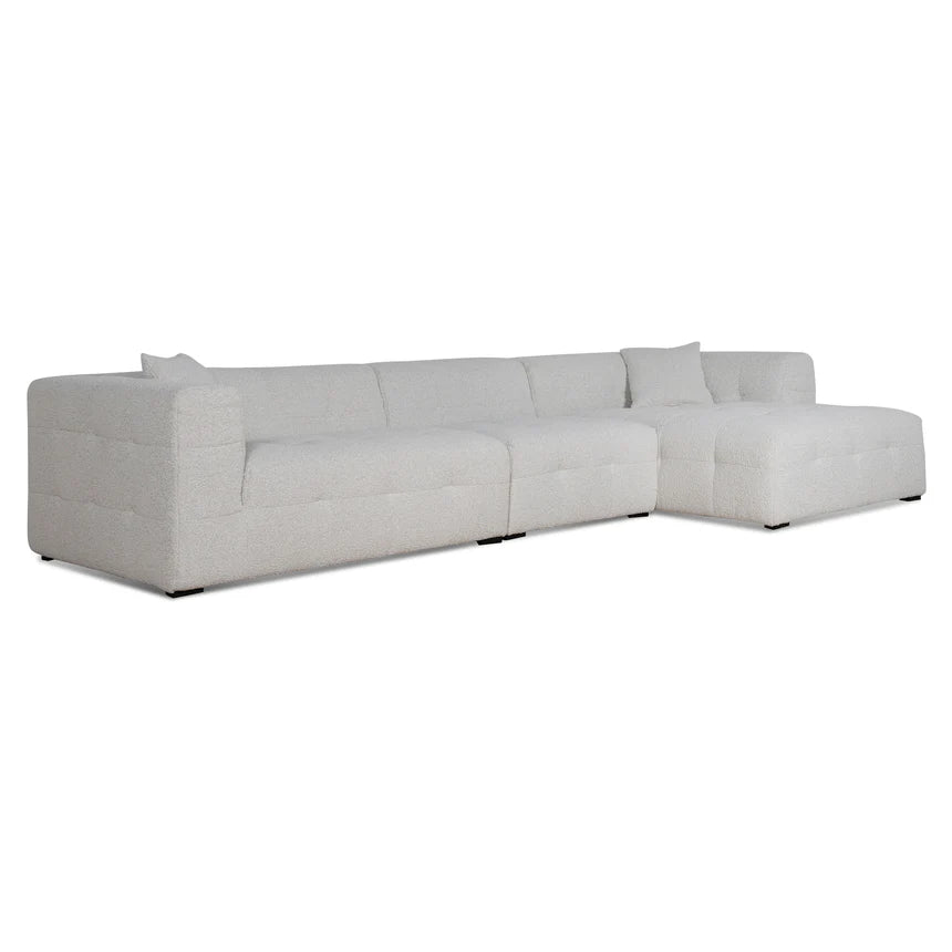 Elegant Style 4-Seater Right Chaise Sofa - Pearl Boucle