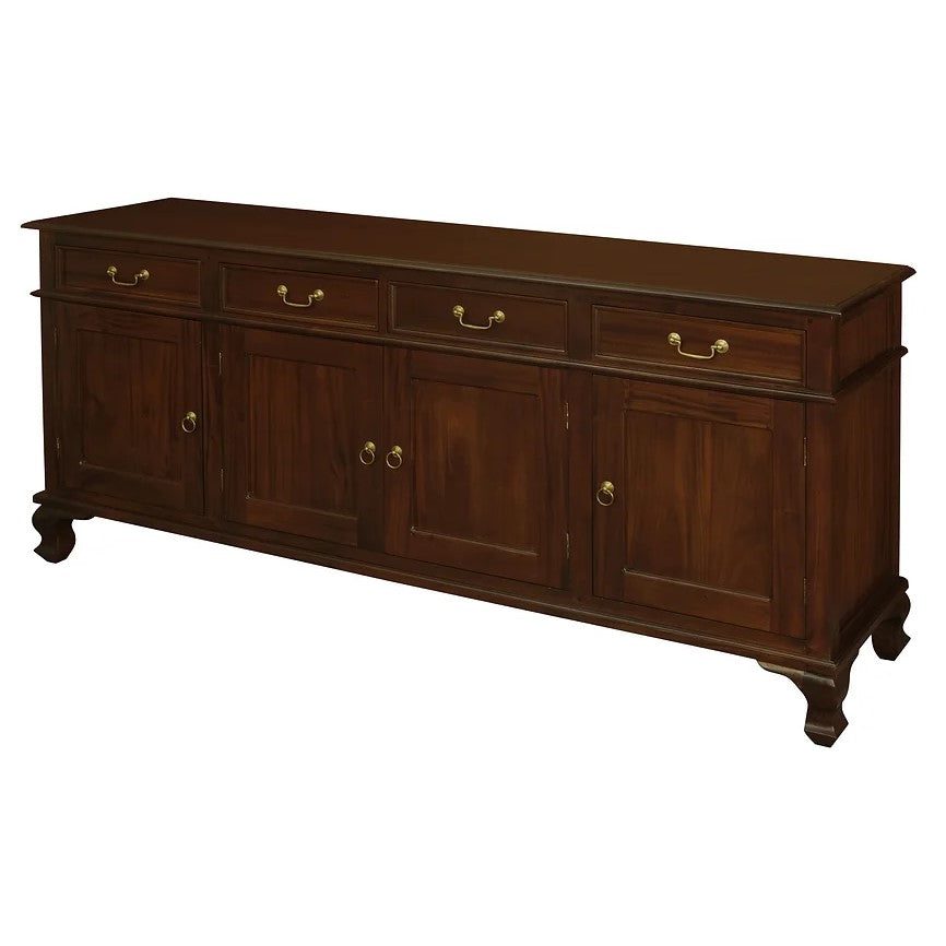 Elegant Utility 4 Door 4 Drawer Buffet Table - Brown