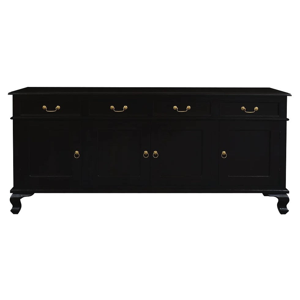 Elegant Utility 4 Door 4 Drawer Buffet Table - Dark Brown