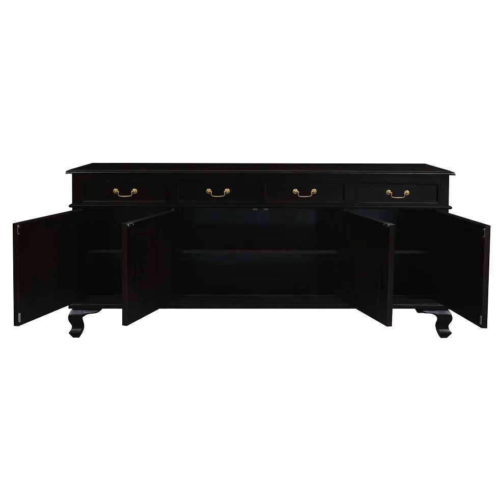 Elegant Utility 4 Door 4 Drawer Buffet Table - Dark Brown