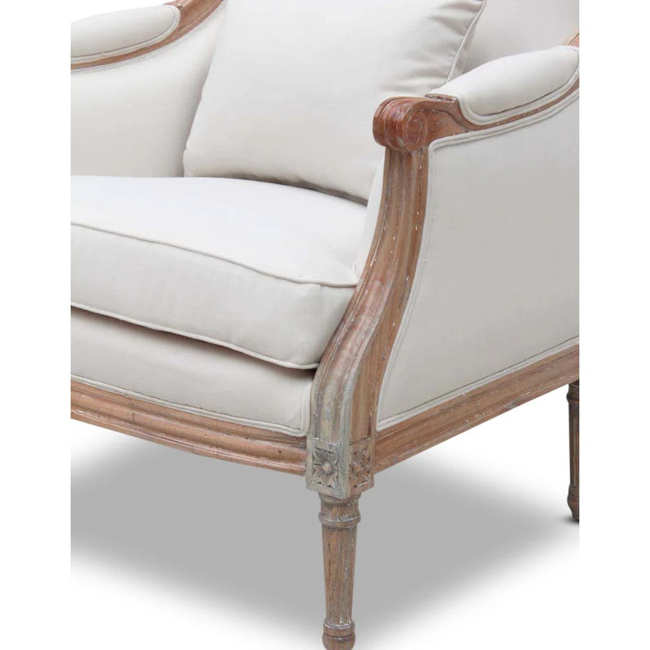 Elegant Wooden Marseille Cushioned Armchair - Weathered Oak