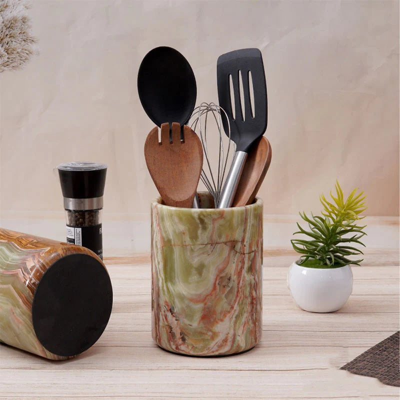 Elegantly Handmade Marble Kitchen Utensils Caddy (Available in 4 Colors)